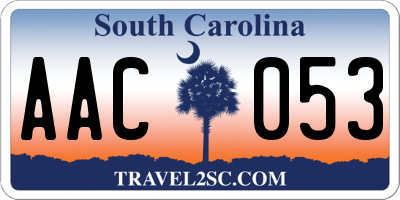 SC license plate AAC053