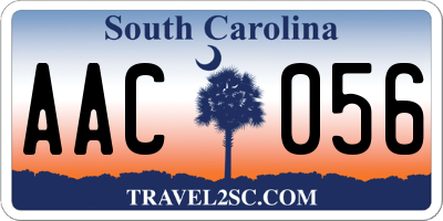 SC license plate AAC056