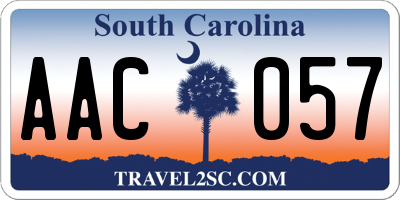 SC license plate AAC057