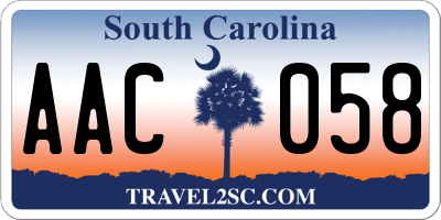 SC license plate AAC058