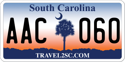 SC license plate AAC060