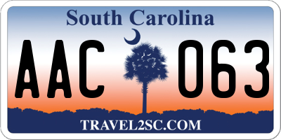 SC license plate AAC063