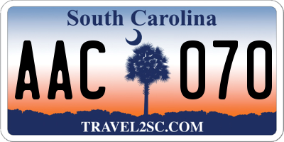 SC license plate AAC070