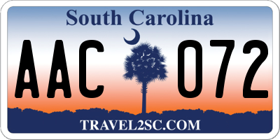 SC license plate AAC072