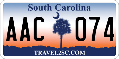 SC license plate AAC074