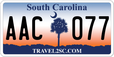 SC license plate AAC077