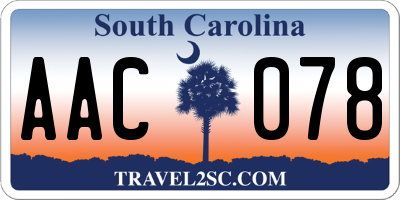 SC license plate AAC078