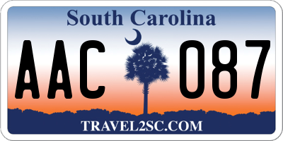 SC license plate AAC087