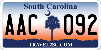 SC license plate AAC092