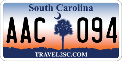 SC license plate AAC094