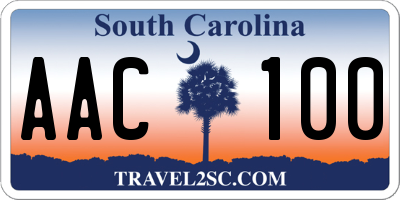 SC license plate AAC100