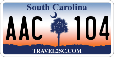 SC license plate AAC104