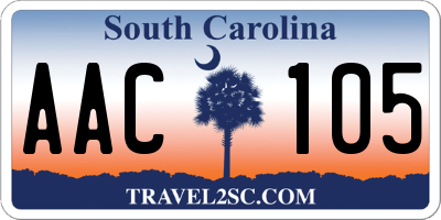 SC license plate AAC105