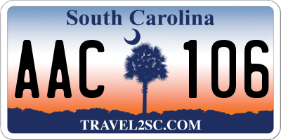 SC license plate AAC106