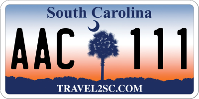 SC license plate AAC111