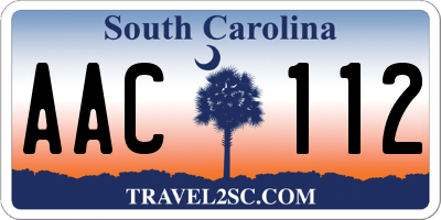 SC license plate AAC112