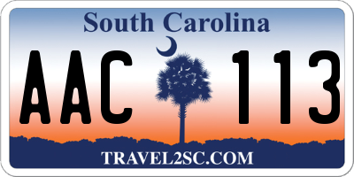 SC license plate AAC113