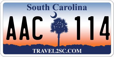 SC license plate AAC114