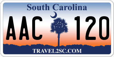 SC license plate AAC120
