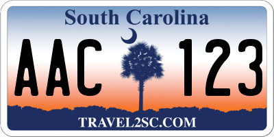 SC license plate AAC123