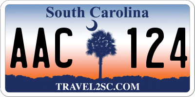 SC license plate AAC124