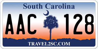 SC license plate AAC128