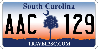 SC license plate AAC129