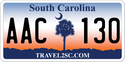 SC license plate AAC130