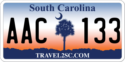 SC license plate AAC133