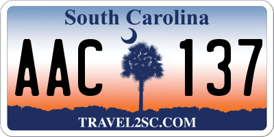 SC license plate AAC137