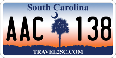 SC license plate AAC138