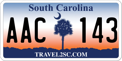 SC license plate AAC143