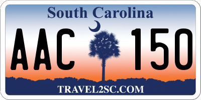 SC license plate AAC150