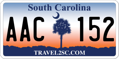 SC license plate AAC152