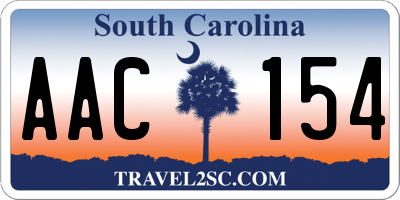 SC license plate AAC154