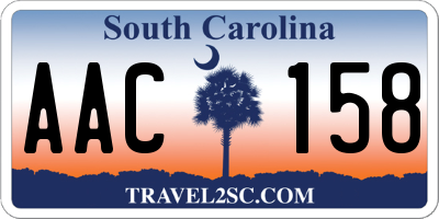 SC license plate AAC158