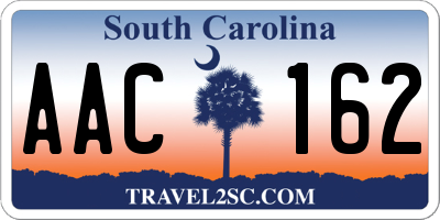 SC license plate AAC162