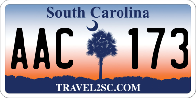 SC license plate AAC173