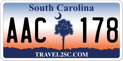 SC license plate AAC178