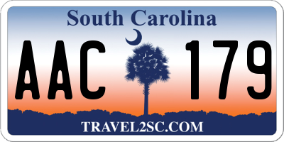 SC license plate AAC179