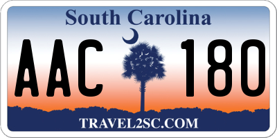 SC license plate AAC180