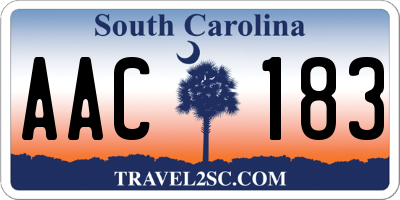 SC license plate AAC183