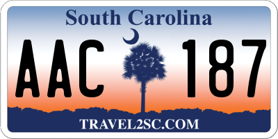 SC license plate AAC187