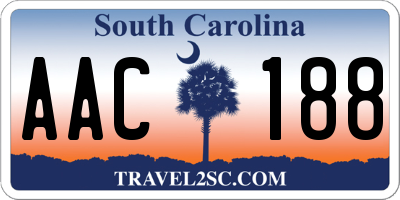 SC license plate AAC188