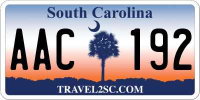 SC license plate AAC192