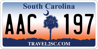 SC license plate AAC197