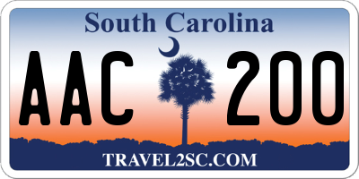 SC license plate AAC200