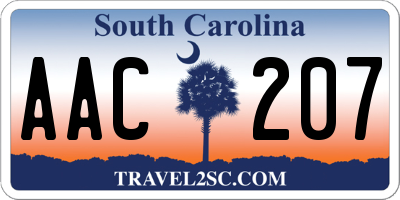 SC license plate AAC207