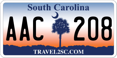 SC license plate AAC208