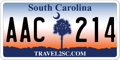 SC license plate AAC214